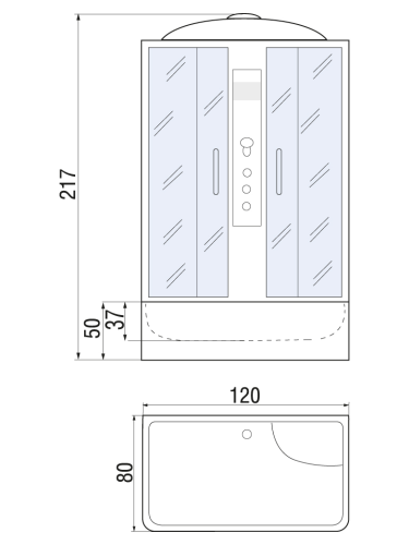 Душевая кабина River SENA 120/80/50 TH (10000001578) 120х80 прямоугольная с крышей ориентация универсальная - фото 2