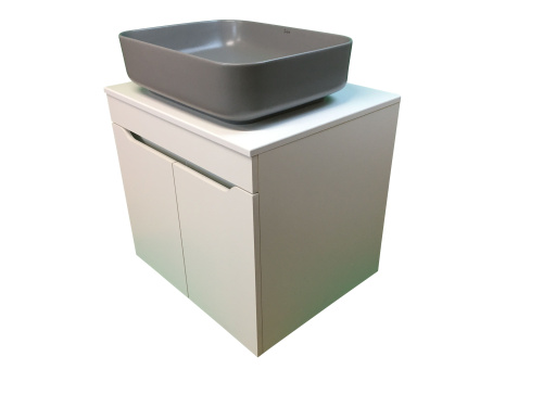 Тумба с раковиной Sintesi STL.W7019_SIN-LVB-APP-409GM 60х55х50 подвесная цвет белый/темно-серый - фото 2