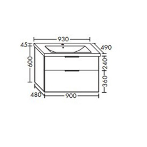 Тумба с раковиной Burgbad Eqio SEYQ093F2010C001*1 93х49х64 подвесная цвет серый глянцевый - фото 2