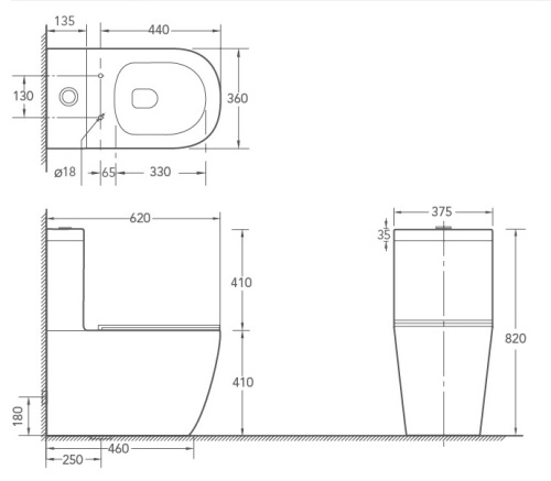 Унитаз напольный с бачком SantiLine SL-5016 цвет белый с сиденьем микролифт безободковый смыв воронка-водоворот - фото 2