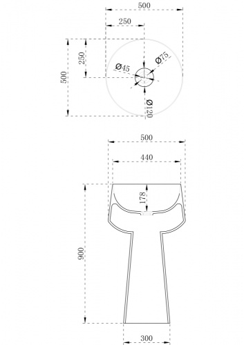Раковина из искусственного камня Abber STEIN AS2508 50х50 напольная цвет белый матовый без отверстий под смеситель - фото 4