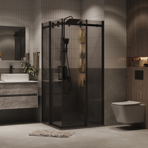 Душевой уголок Grossman Classic 300.K33.04.1010.21.10 100х100 стекло тонированное профиль черный матовый без поддона - фото 3