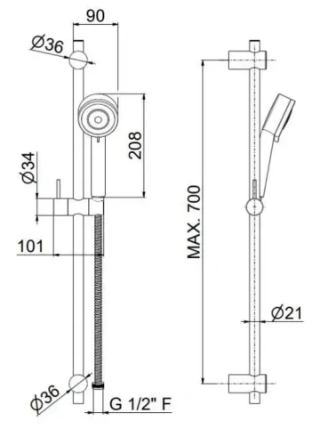 Душевой гарнитур Kerama Marazzi 16182KM.21.018 настенный хром - фото 2