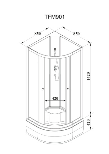 Душевая кабина Parly Effect TMF901 85х85 четверть круга без крыши ориентация универсальная - фото 2