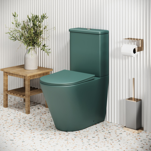 Унитаз напольный с бачком Grossman Color GR-4480OLMS зеленый матовый с сиденьем безободковый каскадный смыв - фото 5