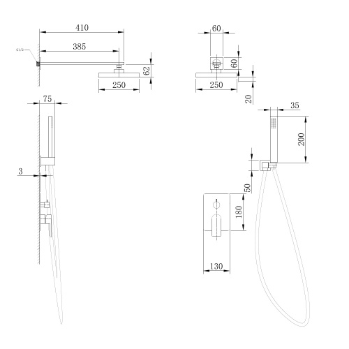 Душевая система ABBER AF8018W встраиваемая в стену - фото 3