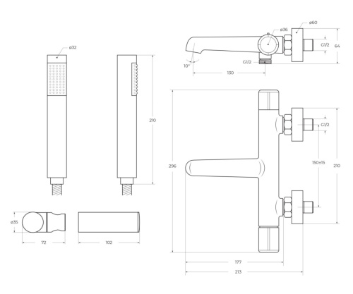 Смеситель BelBagno UNO UNO-VASM/DFS-CRM настенный хром - фото 2