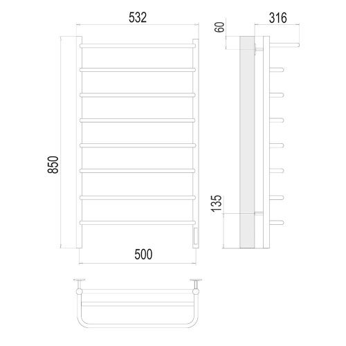 Полотенцесушитель Terminus 4670078524836 53х85 электрический хром - фото 3
