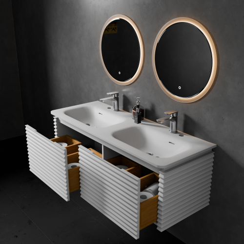 Тумба с раковиной+зеркало Art Decco Jacqueline (Жаклин) AJC12W34D1M0 120x45x40 подвесная цвет белый - фото 3