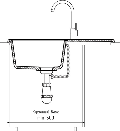 Кухонная мойка Granfest Quarz 78 серый 74х48 цвет серый поверхность матовая - фото 4