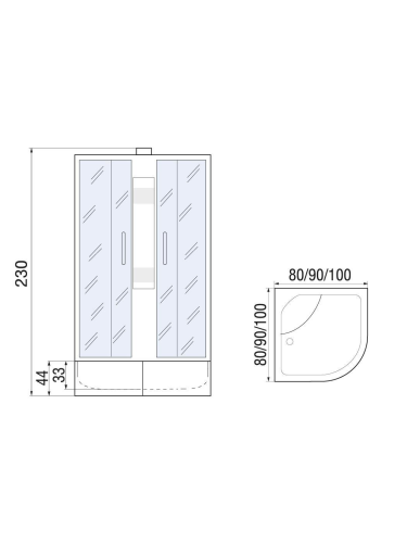 Душевая кабина River NARA XL 100/44 MT -10000006212 100х100 четверть круга с крышей ориентация универсальная - фото 2