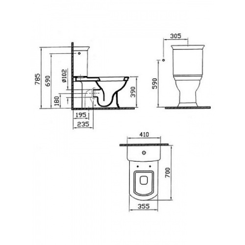 Унитаз напольный с бачком Vitra Serenada 9722B003-7205 белый с сиденьем микролифт душевой смыв - фото 3