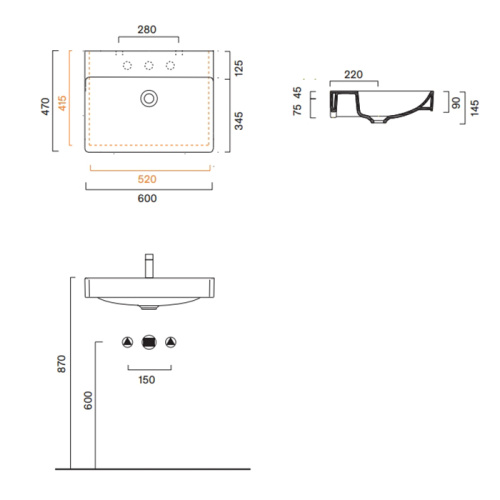 Раковина керамическая Catalano Green 60 см 420600001 подвесная цвет белый без отверстий под смеситель - фото 2