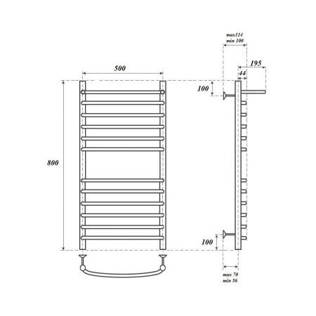 Полотенцесушитель электрический Point Альфа PN05158SPE 55х80 хром