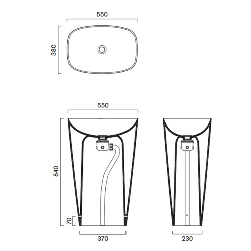 Раковина керамическая Catalano Green 55 см 428550001 напольная цвет белый без отверстий под смеситель - фото 2