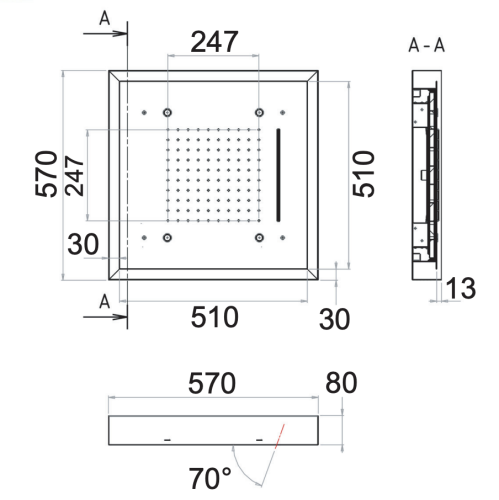 Верхний душ Remer 357LS57NC хром - фото 2