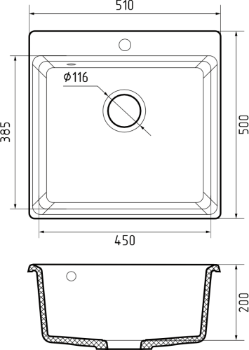 Кухонная мойка Granfest Level LV-510 серый 51х50 цвет серый поверхность матовая - фото 3