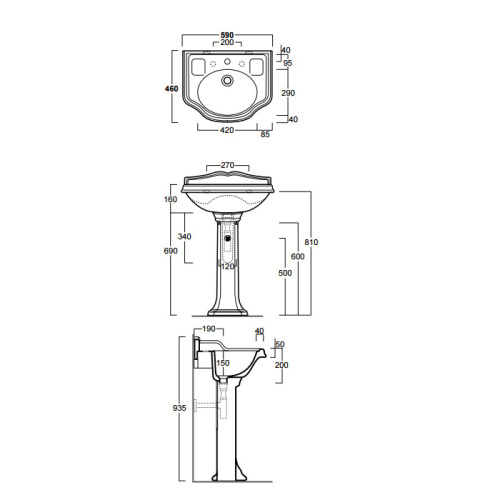 Раковина из санфаянса Simas Arcade AR814bi*1 59х46 подвесная цвет белый 1 отверстие под смеситель - фото 2