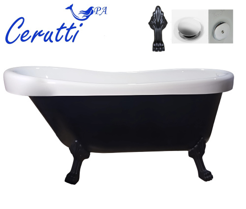 Ванна акриловая Cerutti SPA CT9975 157х77 отдельностоящая овальная с ножками - фото 4