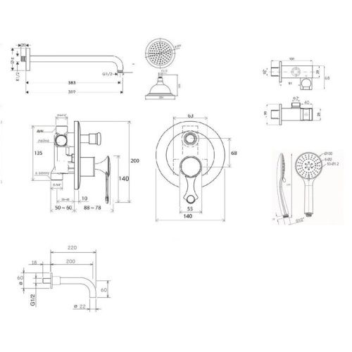 Душевая система Bronze de Luxe NT800/B02 встраиваемая в стену цвет хром - фото 3