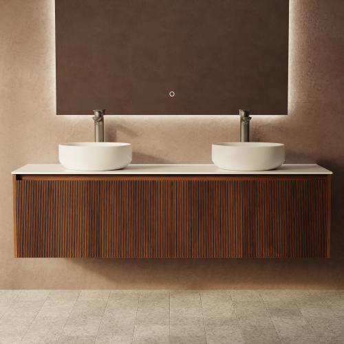 Тумба с раковиной+зеркало Art Decco Camilla (Камилла) ACM15W22D3M0 150x45x40 подвесная цвет черный орех - фото 4