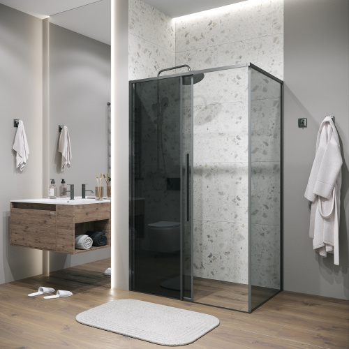 Душевой уголок Grossman Galaxy 120.K33.01.1490.42.10 140х90 стекло тонированное профиль графит матовый без поддона - фото 5