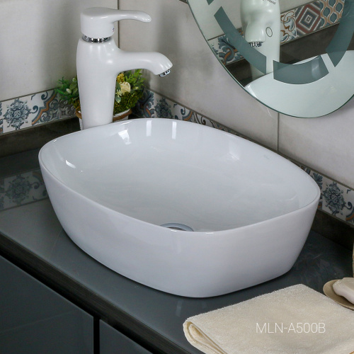 Раковина из сантехнического фарфора Melana A500B-805 51х39 накладная цвет белый без отверстий под смеситель - фото 2