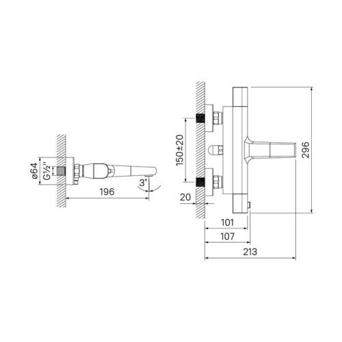 Смеситель для ванны и душа IDDIS Uniterm UNISB02i74WA настенный хром - фото 2