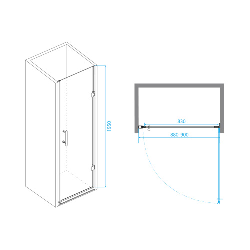 Душевая дверь RGW Passage 41080609-14 90х195 стекло прозрачное профиль черный - фото 2