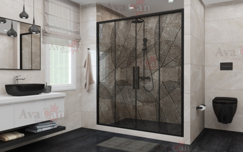 Душевая дверь AvaCan FB2-190 210х195 стекло тонированное профиль черный - фото 3