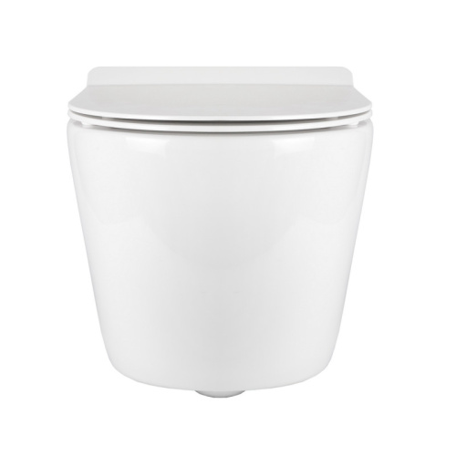 Унитаз подвесной Bond Oval F01-10 белый с сиденьем микролифт безободковый душевой смыв - фото 3