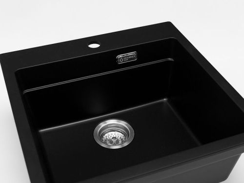 Кухонная мойка Grandex Aqua 500405 51х51 цвет черный металлик поверхность матовая - фото 5
