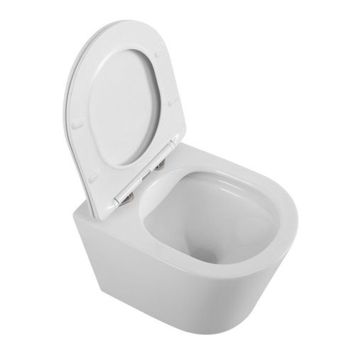 Унитаз подвесной BelBagno FLAY-R BB053CHR/SC белый с сиденьем микролифт безободковый каскадный смыв - фото 3