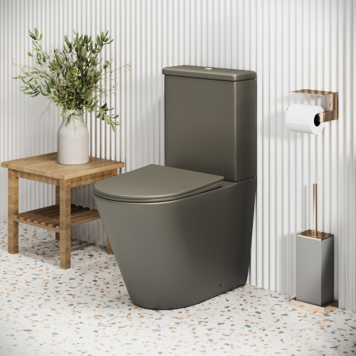 Унитаз напольный с бачком Grossman Color GR-4480GSMS хаки матовый с сиденьем безободковый каскадный смыв - фото 5