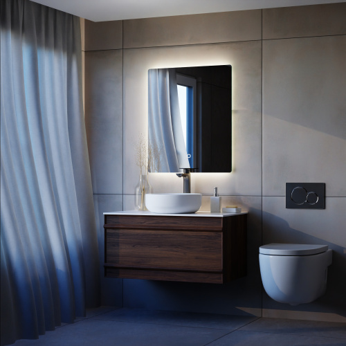 Тумба с раковиной+зеркало Art Decco Bridget (Бриджит) ABR08W22S3M0 80x45x40 подвесная цвет черный орех - фото 2