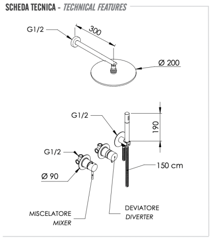 Душевая система Remer X Style X96S02OXV встраиваемая в стену - фото 2