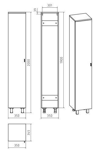 Шкаф-пенал Misty Дива П-Див05035-013ПрЛ 35х34х190 напольный цвет белый - фото 4