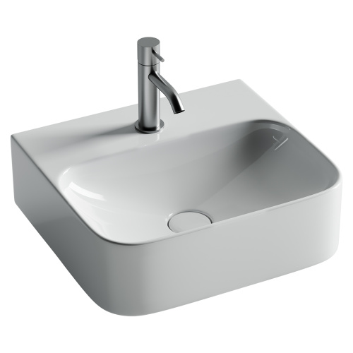 Раковина из сантехнического фарфора Ceramica Nova AURA CN2005 43х39 подвесная цвет белый 1 отверстие под смеситель - фото 3