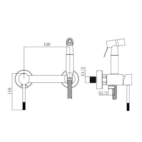 Гигиенический душ со смесителем Voda VSL02 сатин - фото 3