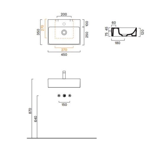 Раковина керамическая Catalano Premium 45 см 220450001 подвесная цвет белый без отверстий под смеситель - фото 2
