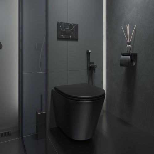 Унитаз подвесной IDDIS Calipso CALR3BMi25 черный с сиденьем микролифт безободковый каскадный смыв - фото 4