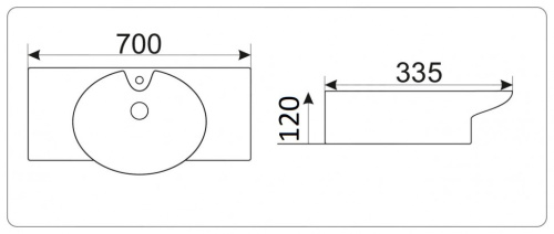 Раковина из санфаянса CeramaLux STR4280C 70х34 подвесная цвет белый 1 отверстие под смеситель - фото 2