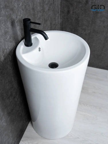 Раковина керамическая Gid Autonomo 81102 46х46 напольная цвет белый 1 отверстие под смеситель - фото 3
