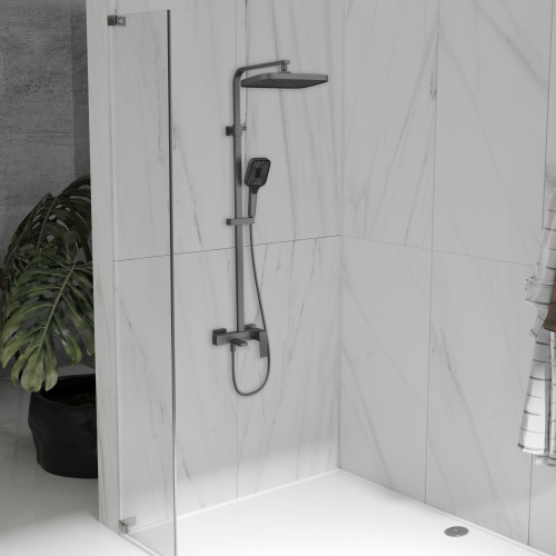 Душевая стойка Vincea Cube VSFS-4C12GM настенная цвет вороненая сталь