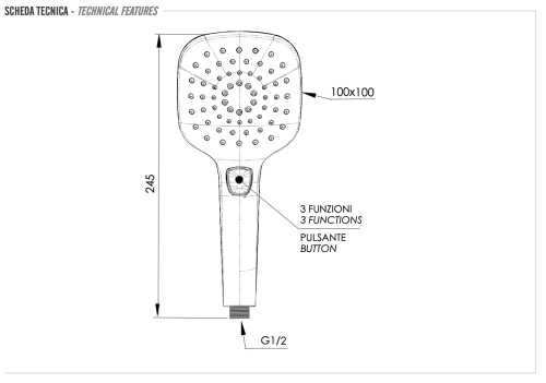 Душевая лейка Remer 318CPNOX квадратная - фото 2
