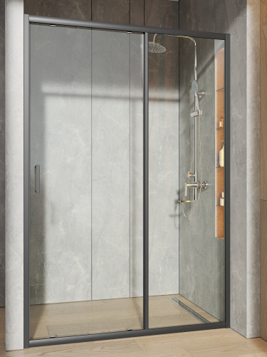 Душевая дверь Orange E02-130TB 131х190 стекло прозрачное профиль черный - фото 3