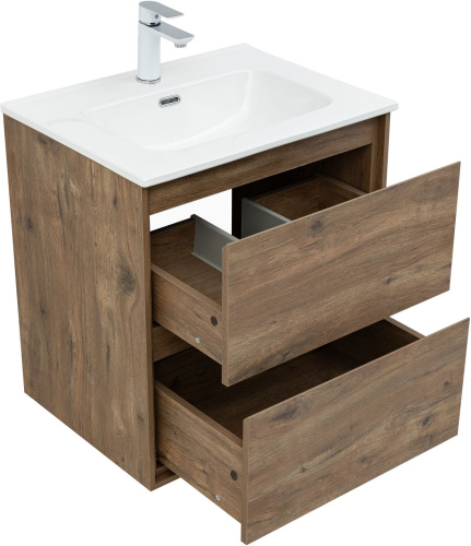 Тумба под раковину Aquanet Милан 00336377 60х45х64 подвесная цвет темное дерево - фото 3