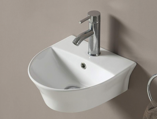 Раковина из санфаянса CeramaLux 78370 34х36 подвесная цвет белый 1 отверстие под смеситель - фото 3