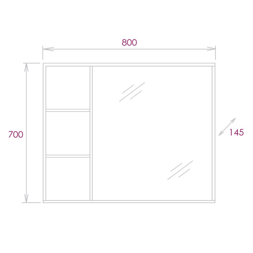 Зеркало-шкаф Onika Девис 208093 80х15х70 подвесной - фото 3