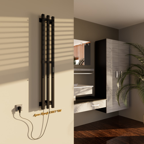 Полотенцесушитель Altasan АргоПроф АргоПроф12017ЧМ подвесной 17х121 электрический черный муар - фото 3